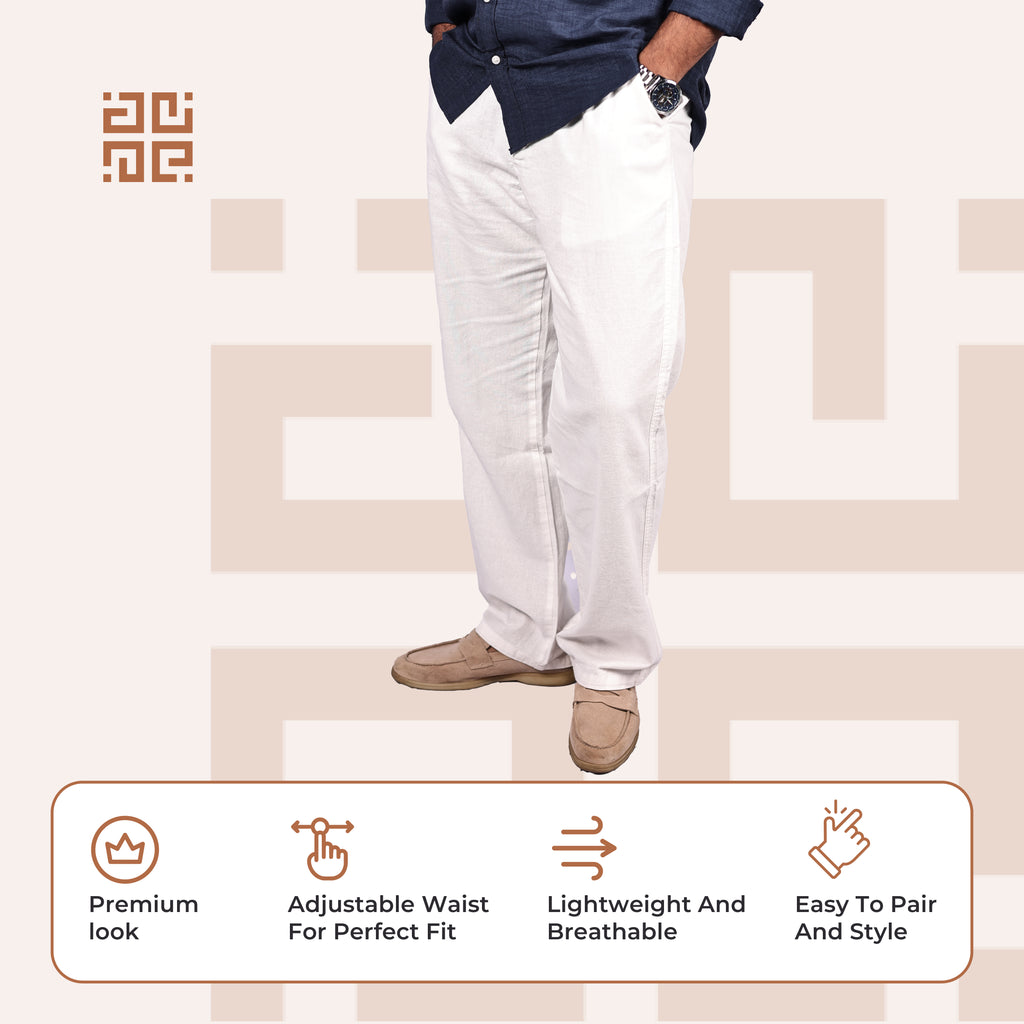 White Linen Blend Relaxed Fit