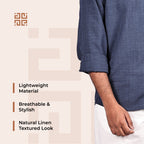 Slate Blue Linen Regular Fit Shirt