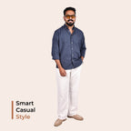 Slate Blue Linen Regular Fit Shirt