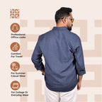 Slate Blue Linen Regular Fit Shirt