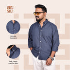 Slate Blue Linen Regular Fit Shirt