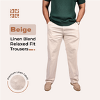 Beige Linen Blend Relaxed Fit