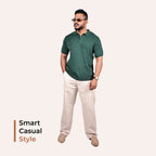 Beige Linen Blend Relaxed Fit