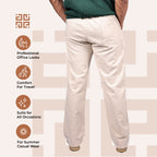 Beige Linen Blend Relaxed Fit