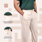 Beige Linen Blend Relaxed Fit