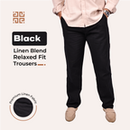 Black Linen Blend Relaxed Fit