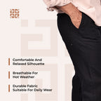Black Linen Blend Relaxed Fit