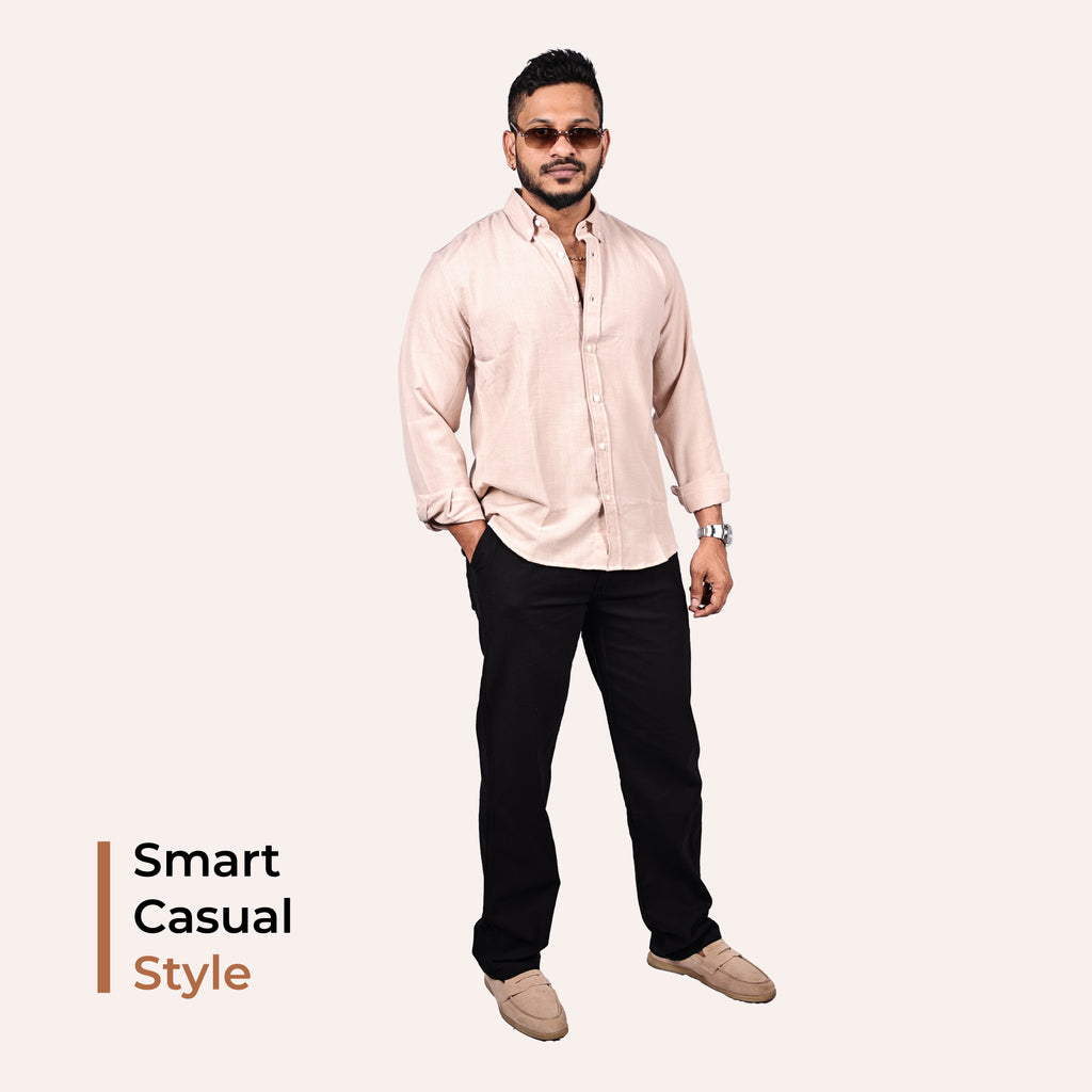 Black Linen Blend Relaxed Fit