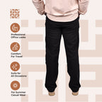 Black Linen Blend Relaxed Fit