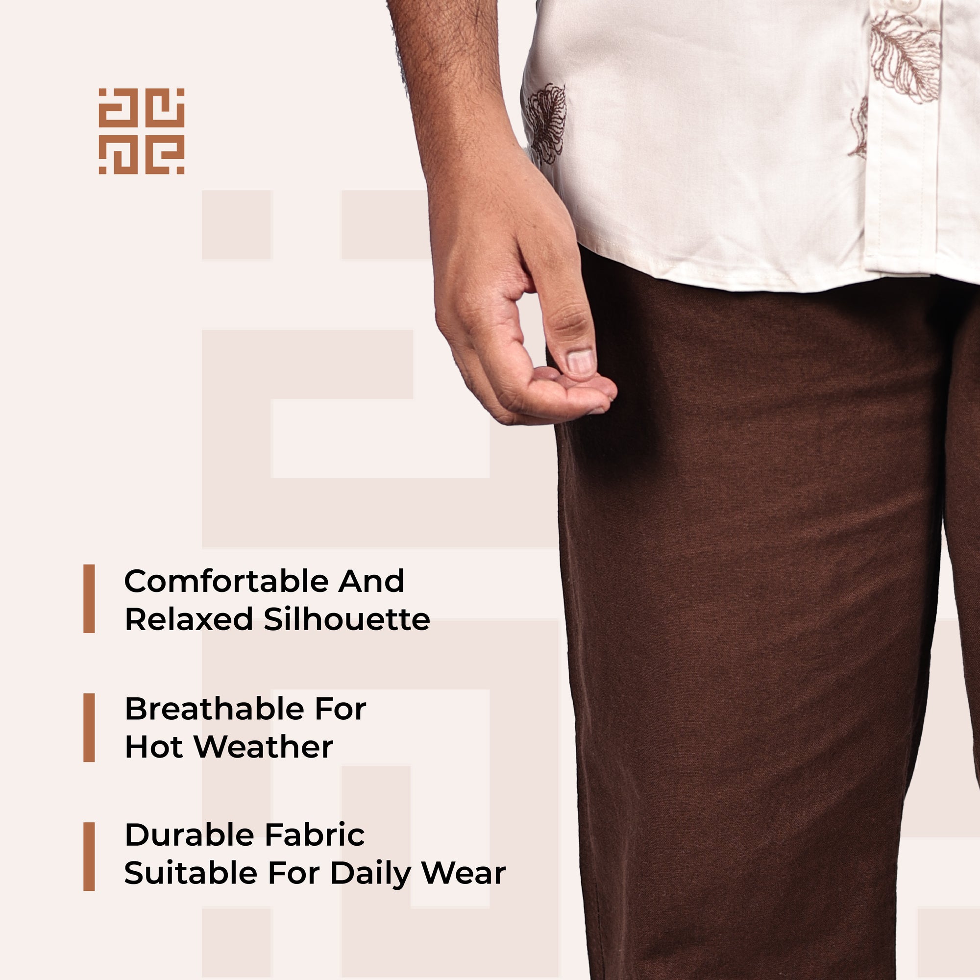 Coffee Brown Linen Blend Relaxed Fit