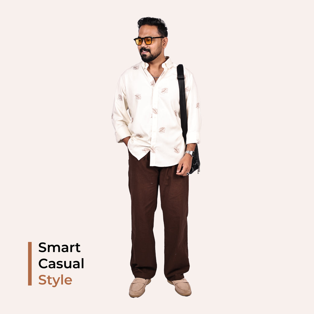 Coffee Brown Linen Blend Relaxed Fit