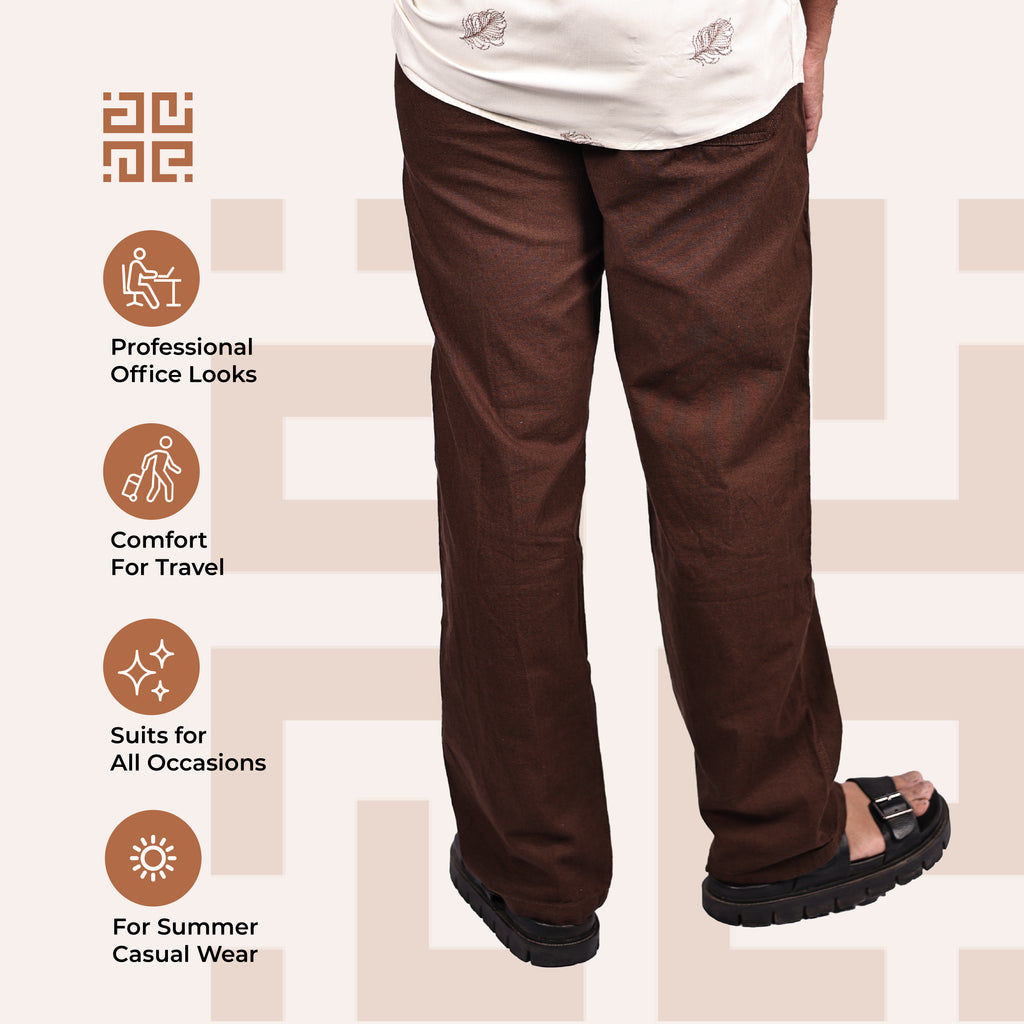 Coffee Brown Linen Blend Relaxed Fit