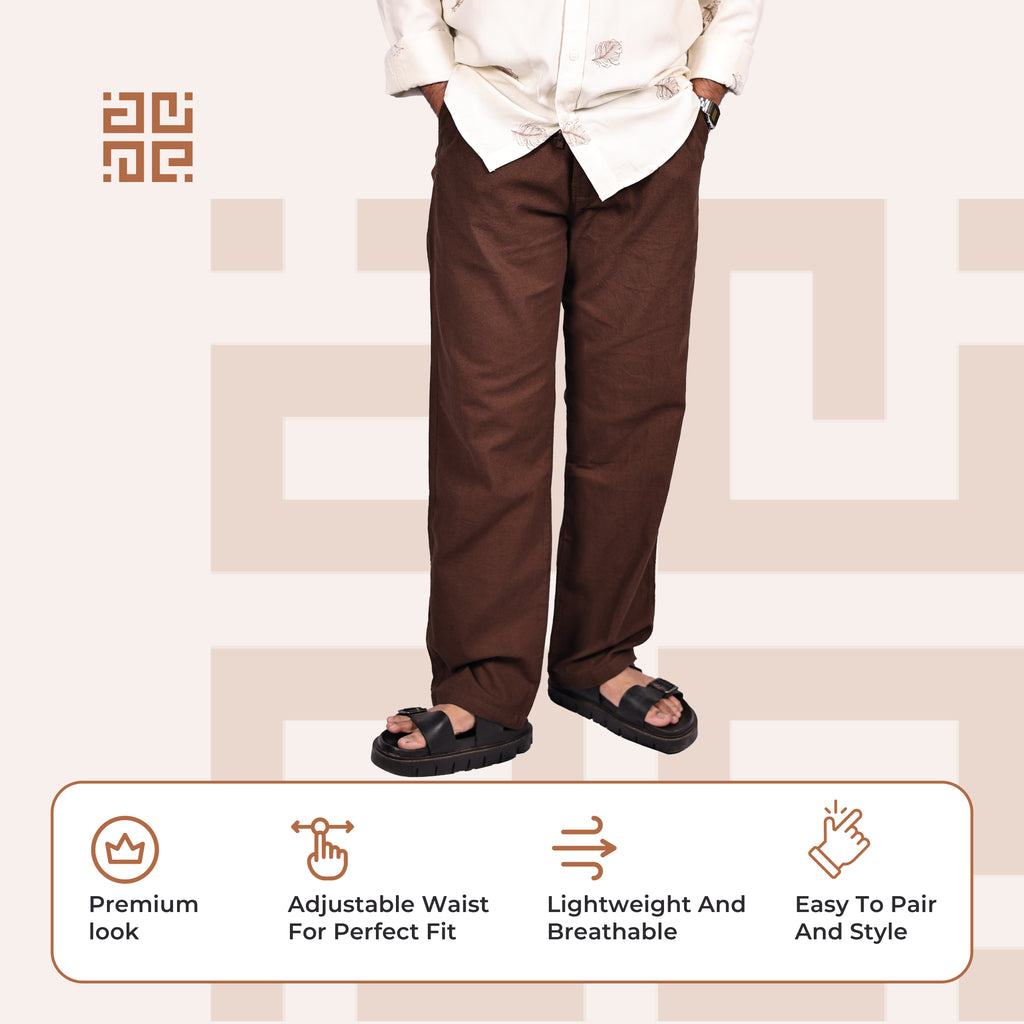 Coffee Brown Linen Blend Relaxed Fit
