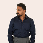 Satin Shirt Navy - Elther
