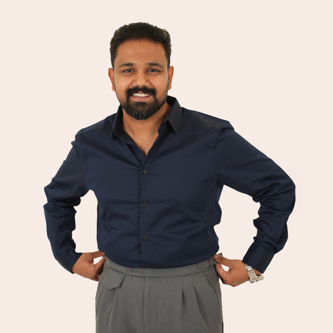 Satin Shirt Navy - Elther