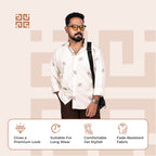 Beige Heritage Floral Motif Premium Embroidery Shirt