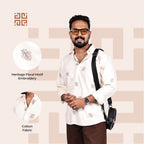 Beige Heritage Floral Motif Premium Embroidery Shirt