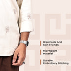 Beige Abstract Leaf Motif Premium Embroidery Shirt