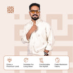 Beige Abstract Leaf Motif Premium Embroidery Shirt